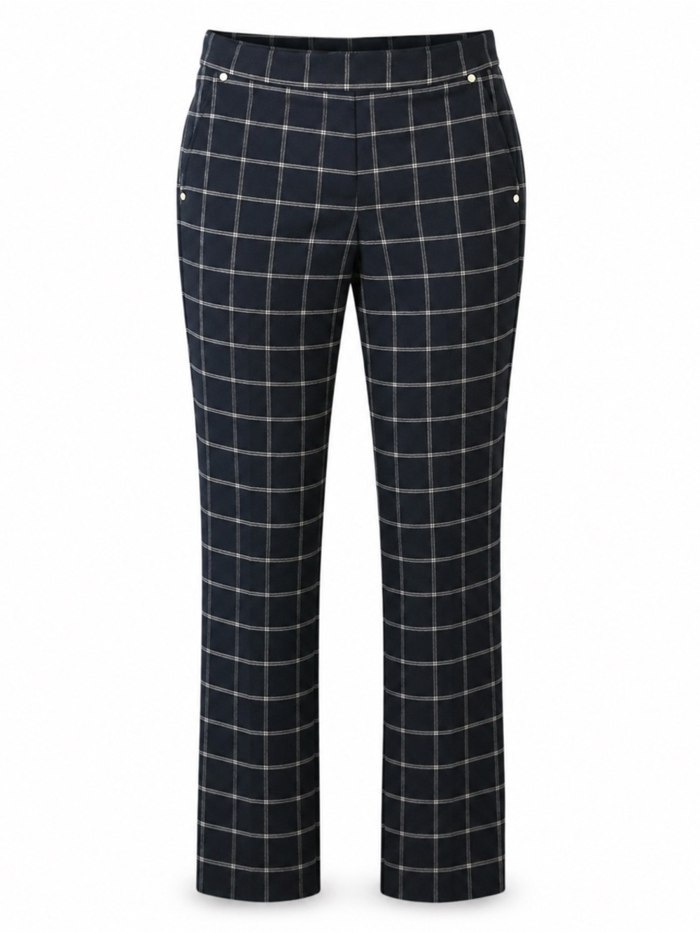 Anne Klein Windowpane Plaid Slim Straight Dress Pants Size 8 Black